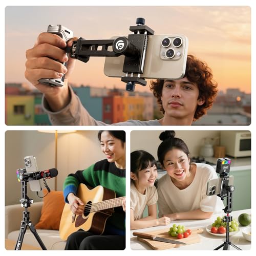 Ulanzi MA53 Universal Phone Tripod Mount Clamp, Metal with Dual Cold Shoes