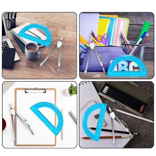 Students Geometry Math Set, Drawing Compass and 6 Inch Protractor - color: Blue