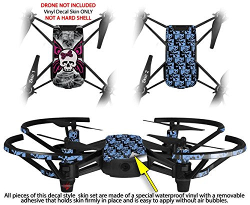 Skin Decal Wrap 2 Pack Compatible with DJI Ryze Tello Skull Butterfly Drone NOT Included
