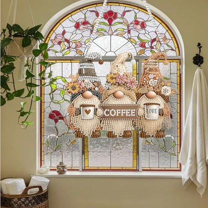 AIBOERL Diamond Art Kits for Adults, Gnome Acrylic Hanging Suncatcher - color: DP03579