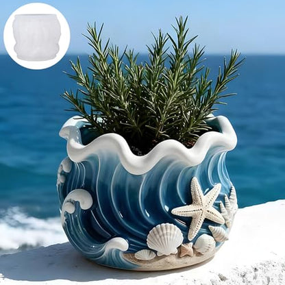 Wave Candle Molds, Seashell Jar Silicone Molds for Resin, Concrete - color: Blue Wave Resin Mold