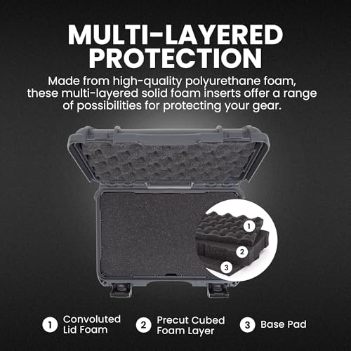 NANUK 909 Travel Hard Case with Customizable Cubed Foam – Waterproof Camera Case, 12.6” x 9” x 4.4”, Lightweight, Lockable, Dustproof, Impact-Resistant & Durable Protective Case – Graphite - color: Graphite