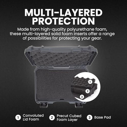 NANUK 909 Travel Hard Case with Customizable Cubed Foam – Waterproof Camera Case, 12.6” x 9” x 4.4”, Lightweight, Lockable, Dustproof, Impact-Resistant & Durable Protective Case – Graphite - color: Graphite