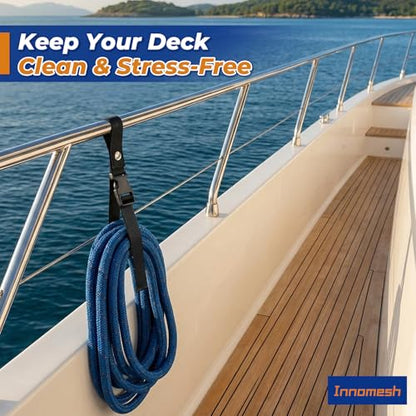 Boat Fender Line Holder,Adjustable Straps (Fully Extends to 43cm),Fits Rails up to 2",Durable Plastic Snap,Heavy-Duty Nylon Strap,UP to 20LB Load,FIt for Ropes,Cords,Dock Lines,Mooring Lines - size: 4PC