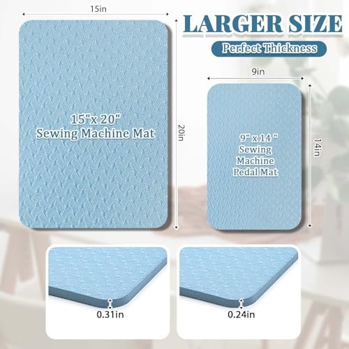 Sewing Machine Mat Pedal, 15" X 20" and 9" X 14", Light Blue - color: Light Blue, size: 15" X 20" and 9" X 14"