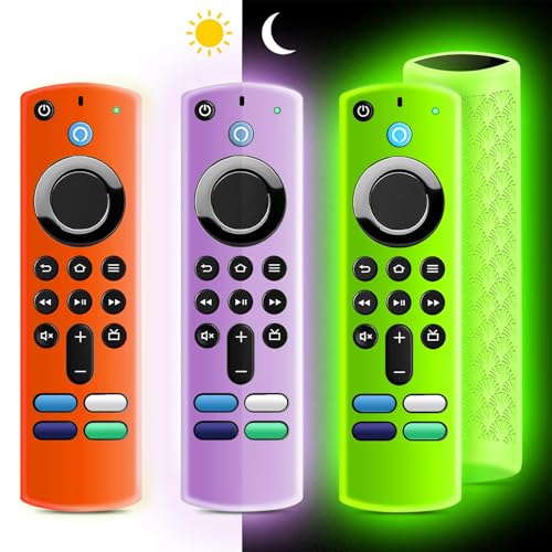 （3 Pack） ONEBOM Silicone Protective Remote Case Cover, Silicone Control Cover Skin| Glow in The Dark(Green&Purple&Orange) - color: Glow Purple&Glow Green&Not Glow Orange