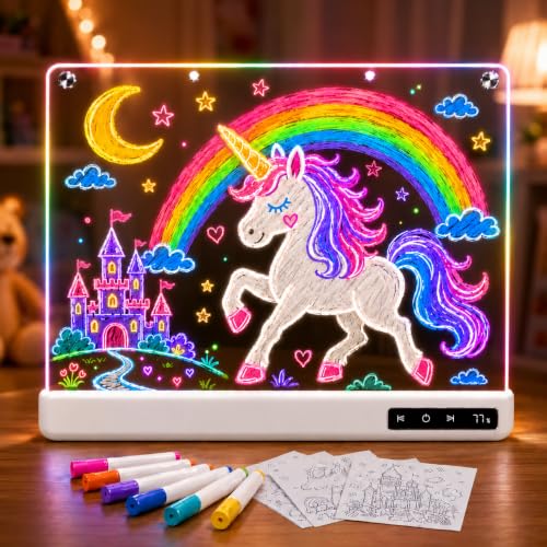 Cardivek LED Drawing Board for Kids, 16" Rechargeable Light Up Tablet - color: White