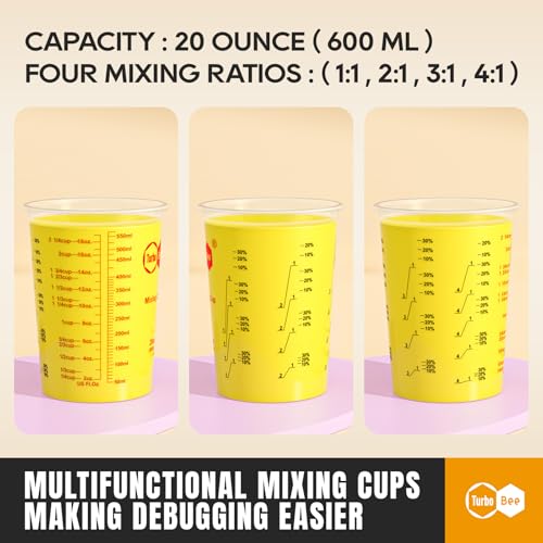 20oz Resin Mixing Cups - [Easy-Separate Design] 50 Pack Graduated PP Plastic Mixing Cups for Epoxy Resin, Paint & Automotive - Includes 50 Stir Sticks, Calibrated Ratios 2:1 3:1 4:1, ML & OZ - color: 20OZ-50PACK-CLEAR