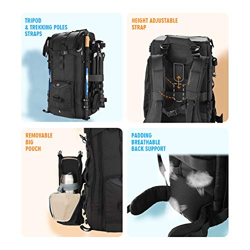 41L Professional DSLR Camera Backpack with Laptop Compartment & Rain Cover - size: 41L