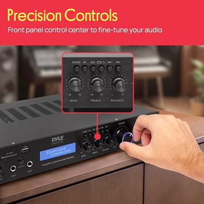Pyle 5 Channel Rack Mount Bluetooth Amplifier Receiver - 200 Watt Home Theater Amp, Bluetooth Wireless Streaming, MP3/USB/SD/AUX, Digital ID3 LCD Display - PDA7BU.5