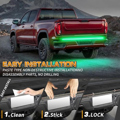 XRIDONSEN 60 inch Tailgate Strobe Lights Strip Green Emergency Lights - color: Green