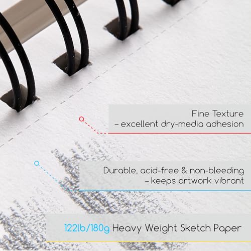 MEEDEN 6"x8" Sketchbook Paper Pad: 122lb/180gsm, 60 Sheets Heavy Weight - size: 6"x8"