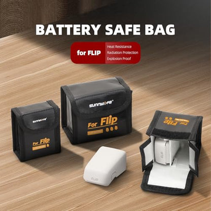 CAPART Battery Safe Bag for DJI Flip Drone Accessories, Fire-proof Explosion-proof Battery Safe Pouch for Charging and Storage (Large Size for 3pcs Batteries)