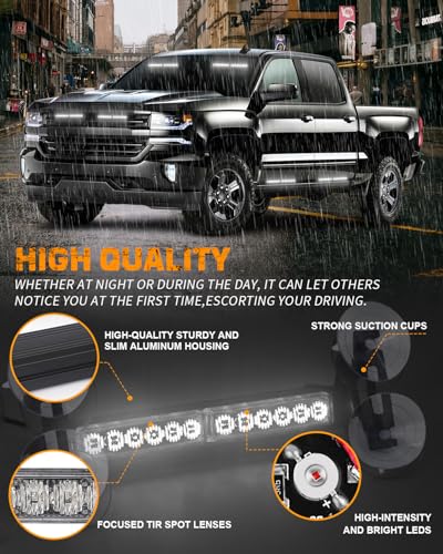 XRIDONSEN 2x 10.7 inch Emergency Light Bar 24 LED White Strobe Lights - color: White