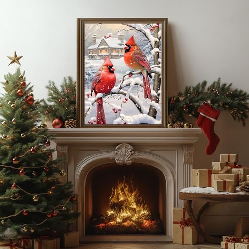 Cardinal Paint by Numbers Kit for Adults Canvas, Paint by Number Christmas - color: Cardinal