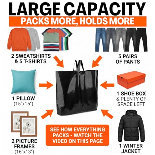 19x15 Large Plastic Shopping Bags for Small Business with Handles - color: Black