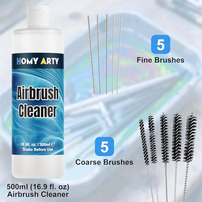 HOMY ARTY Airbrush Paint - 42 Colors with 6 Thinner & 16.9 fl oz Cleaner