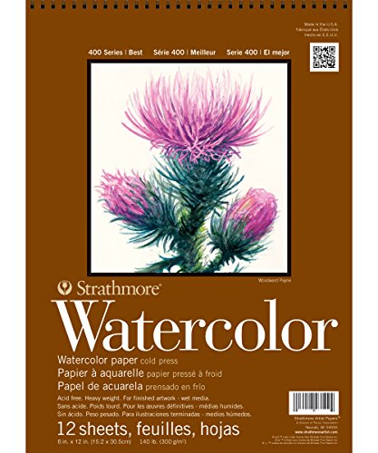 Strathmore P440-12 Watercolor Pad, 6"x12" Wire Bound, 12 Sheets , White - size: 6 x 12 inches, style: Wire Binding