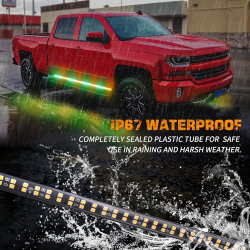 XRIDONSEN 70 inch Running Board Strobe Lights Amber Green Emergency Lights - color: Amber/Green