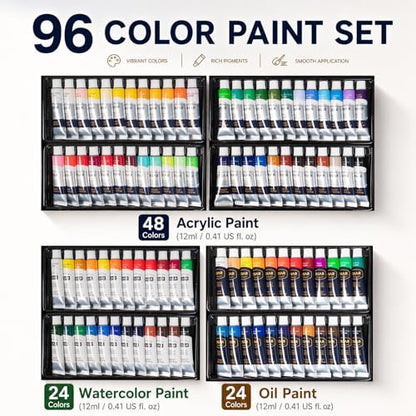 DJAR 174 Pcs All-in-One Art Painting Set with Beech Wood Easel