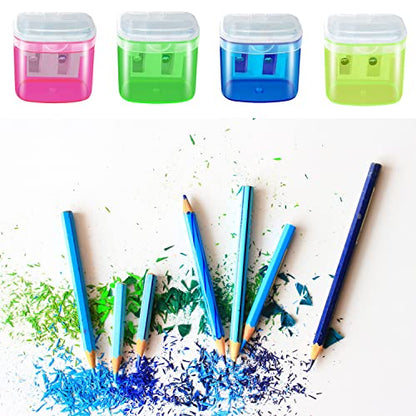 48 Pcs Manual Pencil Sharpeners with Lid, for School,Office and Home