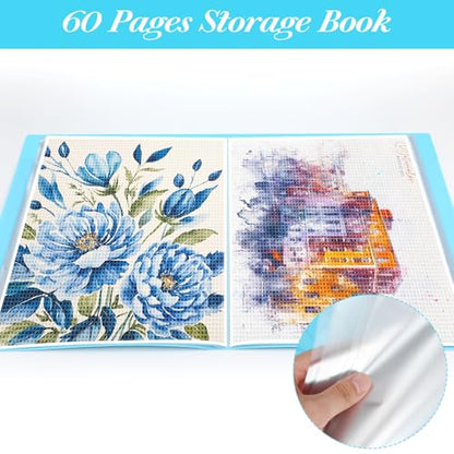 2 Pack A3 Painting Storage Book, 60 Pages Art Portfolio Diamond Art Storag