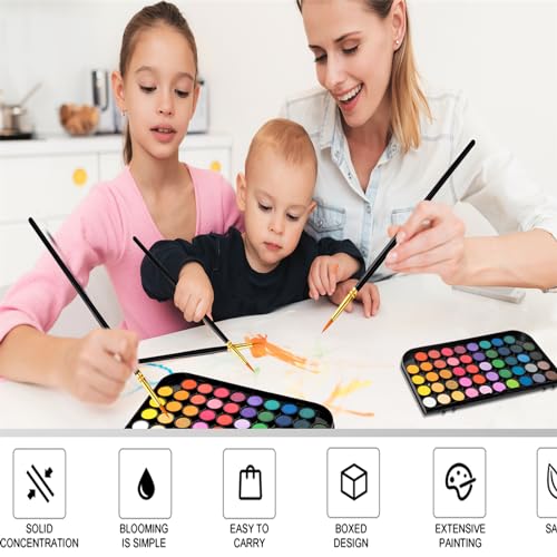 GETHPEN 48 Colors Watercolor Paint Set with 4 Brushes Pen, Travel Design - color: Black