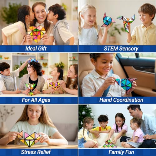 TOSY Magnet Pyramid Glow - 1 Cube Transforms into 1 Billion Shapes, 12 Pieces, 243 Rare Earth Magnets, Glowing, Holographic Design Magnet Tiles Creative Puzzle STEM/STEAM Toy - color: Glow (Set of 1)