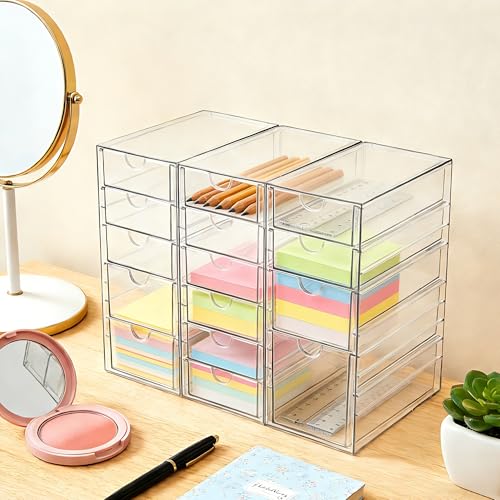 Prsildan 15 Drawers Teacher Toolbox Acrylic Containers, Set of 3 - size: 15 Drawers