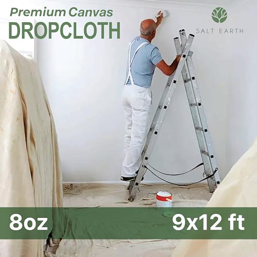2Pk Recycled Cotton All Purpose Canvas Tarp Cover Painter Drop Cloth-9x12ft - size: Pack of 2 - 9x12