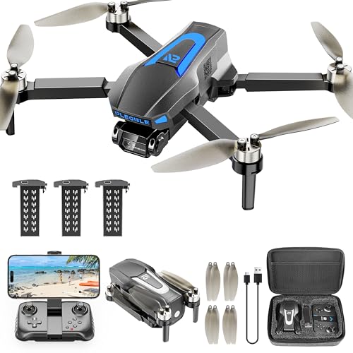 PLEGBLE Drones with Camera for Adults 4K, Beginner FPV Drone, 3 Batteries