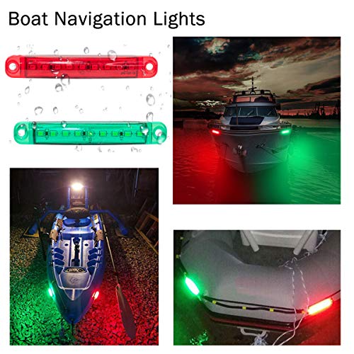 4Pcs Boat Navigation Lights, Red & Green, LED, Suitable for Boat, Stern & Bow Lights - size: 2X Red 2X Green