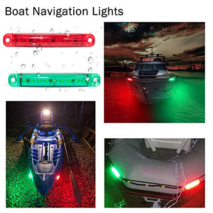 4Pcs Boat Navigation Lights, Red & Green, LED, Suitable for Boat, Stern & Bow Lights - size: 2X Red 2X Green
