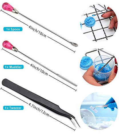 Silicone Stir Sticks Kit 16Pcs, Silicone Epoxy Brush, Silicone Stirring Tool, Mixing Spoon, Silicone Scraper DIY Crafts Tool for Resin Epoxy Liquid Paint