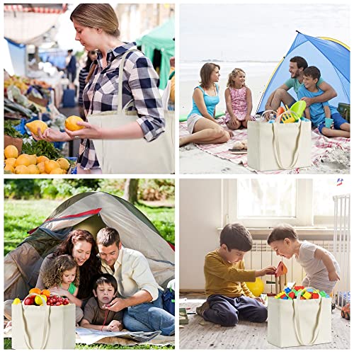 LINICE 3 Pack Canvas Grocery Bags with Long Shoulder Strap and Short Handle - color: 3 Pack