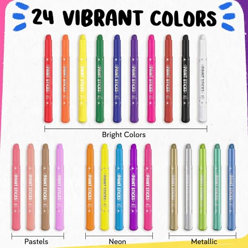 24 Thin Washable Paint Sticks for Kids, Painting Crayons w/Coloring Book - color: 24 Thin