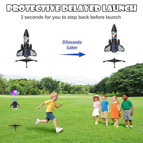 Rocket Launcher for Kids, 200 ft Self Launching Motorized Rocket Toy - color: Blue