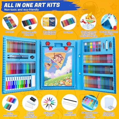 All in One Art Supplies Include Drawing Kit, Origami & Paper-Cutting Crafts - color: Blue