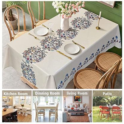 AIRCOWRIE Waterproof Rectangle Vinyl Tablecloths 108x54 Inch - color: Flower, size: 108" x 54" (Rectangular)