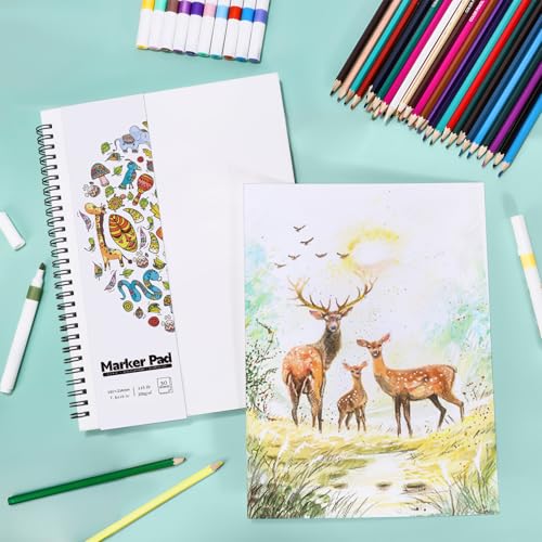 7.6 × 10In Marker Sketchbook, 200gsm Double-Sided Bleedproof Marker Paper - size: 7.6×10 Inch (1 pack)