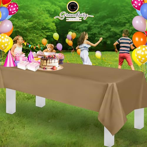 Grandipity Plastic Table Cloth Disposable 12 Pack 54” x 108” Rectangle - color: Gold, size: 54in. x 108in. Rectangle