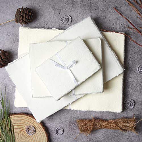 LEATHER VILLAGE Handmade Rough Textured Watercolor Paper 7.5x11.5 in White - color: Texture White, size: 7.5"x11.5"