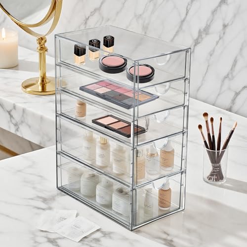 Prsildan Hair Accessories Organizer Acrylic Drawer with 5 Small Drawers - size: 5 Drawers