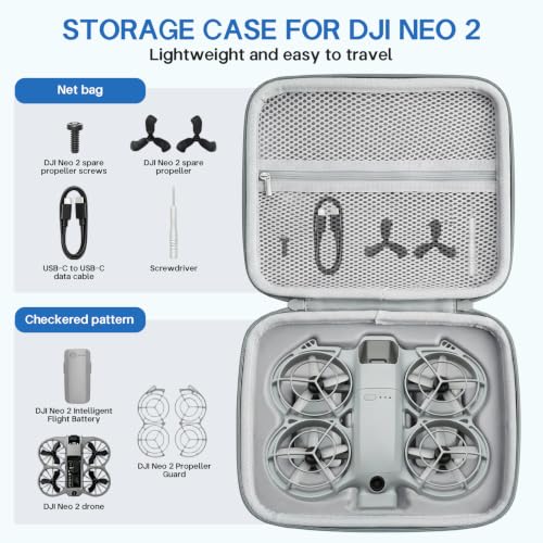Carrying Case for DJI Neo 2, Portable Hard Shell Travel Case with Carabiner - color: grey