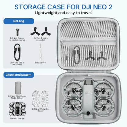 Carrying Case for DJI Neo 2, Portable Hard Shell Travel Case with Carabiner - color: grey