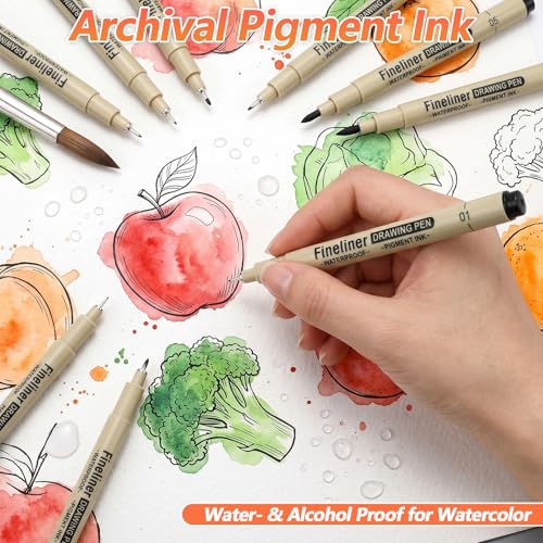 YUXIANLB 13pcs Micro Fineliner Drawing Art Pens, Black Inking Markers