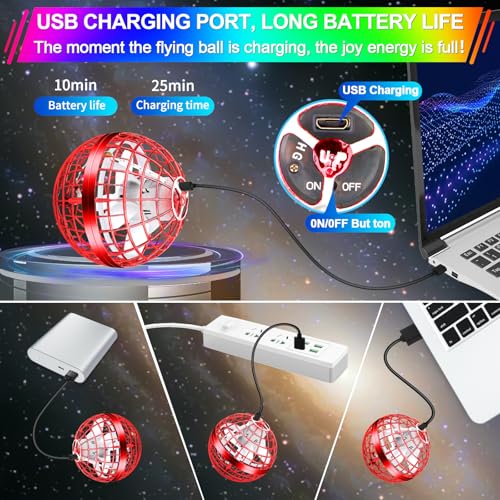 Vantexi Flying Orb Ball Toy,2026 Upgrade Parachute LED Light,Bright Red - color: Bright Red, size: 1 Pack