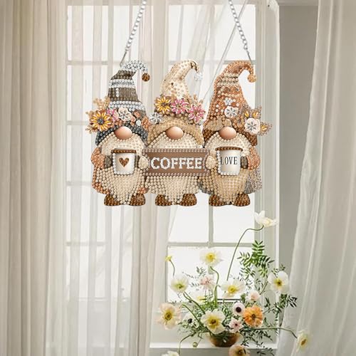 AIBOERL Diamond Art Kits for Adults, Gnome Acrylic Hanging Suncatcher - color: DP03579