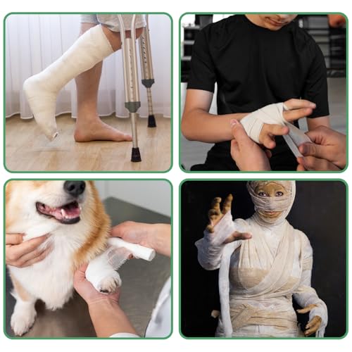 Gjinxi 6 Rolls Cast Padding, Individual Pack Soft Cotton Undercast Padding Wrap, Paddings Bandage Cast Use with Plaster Cloth Gauze for Halloween Wrap Bandage Art, Body Casts, Mask Making, Craft