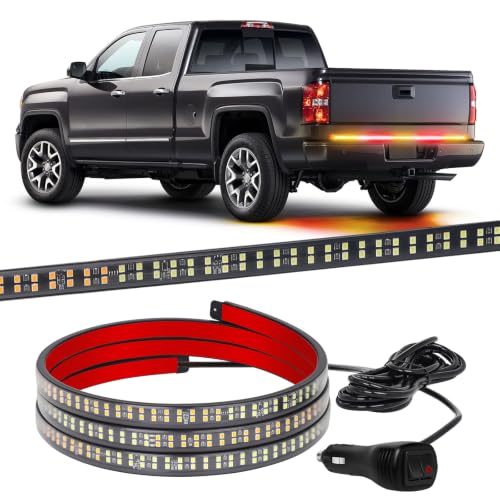 XRIDONSEN 60 inch Tailgate Strobe Lights Strip Amber Red Emergency Lights - color: Amber/Red